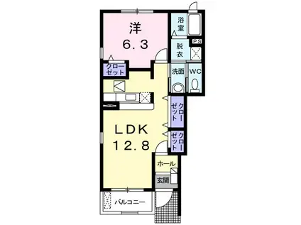 トムトックI(1LDK/1階)の間取り写真