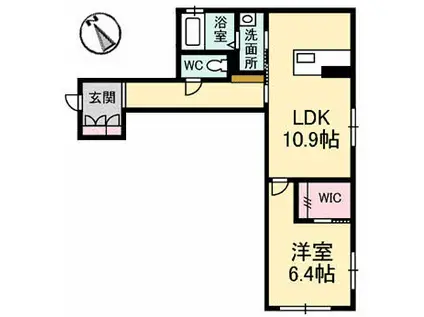 SHAMAISON AMBIERA(1LDK/1階)の間取り写真