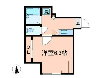 ウィングコースト羽田(1K/1階)の間取り写真