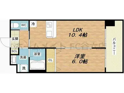 DIMUS福島(1LDK/2階)の間取り写真