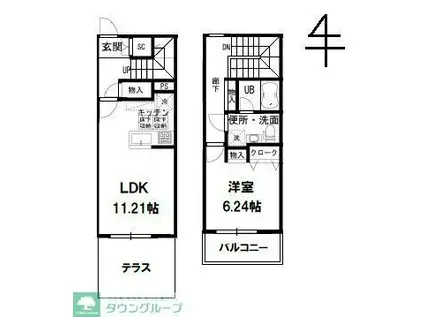 アレーズ岐阜北B棟(2DK/2階)の間取り写真