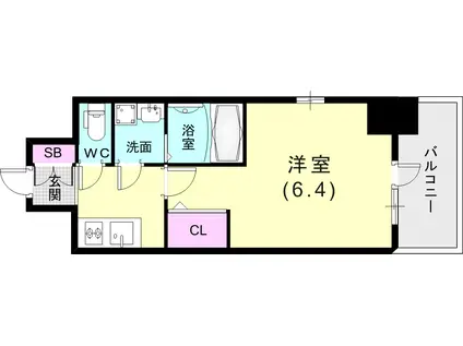 エスリードレジデンス神戸兵庫駅前(1K/7階)の間取り写真