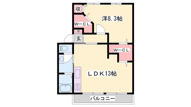 ハイツサンライフD棟(1LDK/1階)の間取り写真
