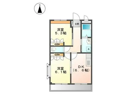 レインボーパレスII(2DK/2階)の間取り写真