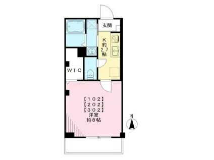 サウスクリーク大鳥居(1K/3階)の間取り写真