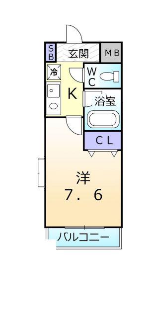 ベルデ堺東(1K/4階)の間取り写真