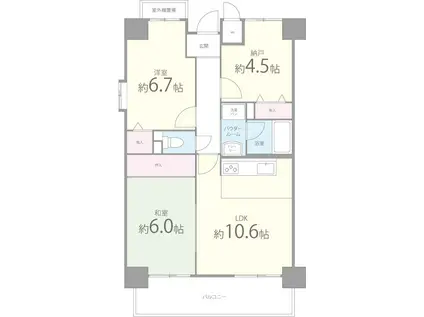 メルベーユ平野(2SLDK/6階)の間取り写真