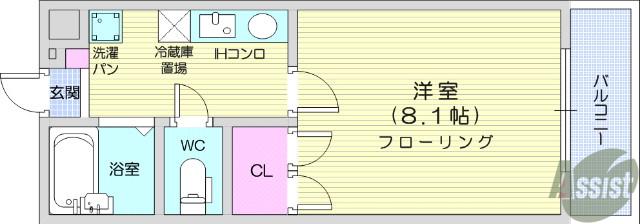 ガーデンワコーみずほ台(1K/1階)の間取り写真