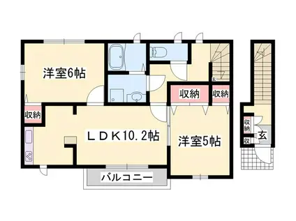 シュライン・フロント(2LDK/2階)の間取り写真