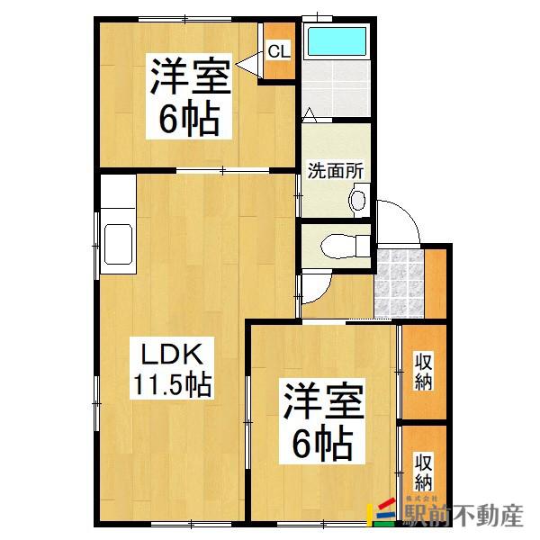 ヴェルデつつみ(2LDK/1階)の間取り写真
