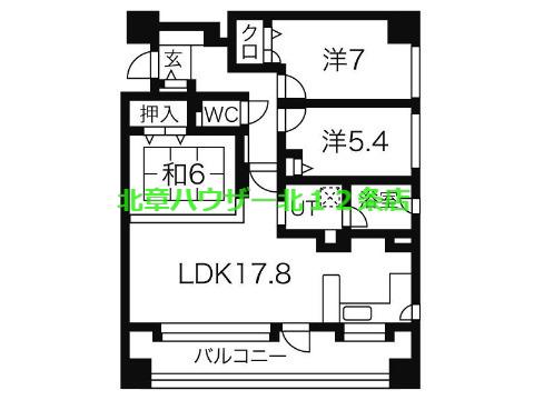ラ・クラッセ札幌ステーションフロント(3LDK/10階)の間取り写真