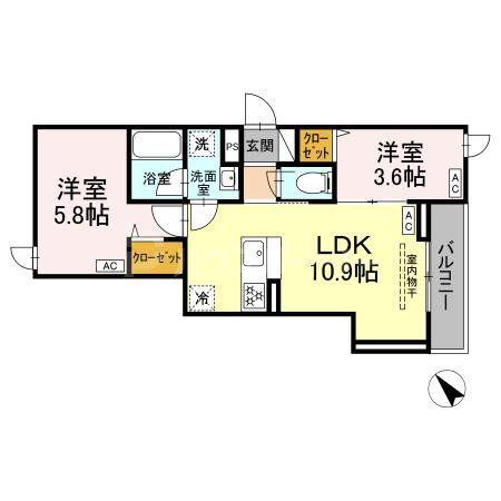 セレスティア堀切II II(2LDK/2階)の間取り写真