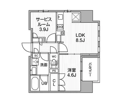 グランエール西日暮里ノース(1SLDK/6階)の間取り写真