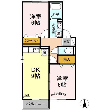 ルピナK・S ABC(2DK/1階)の間取り写真