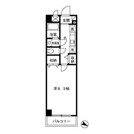 ヴェルシャトレー(1K/6階)の間取り写真