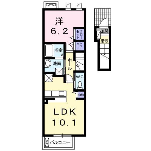 ミルフロールII(1LDK/2階)の間取り写真