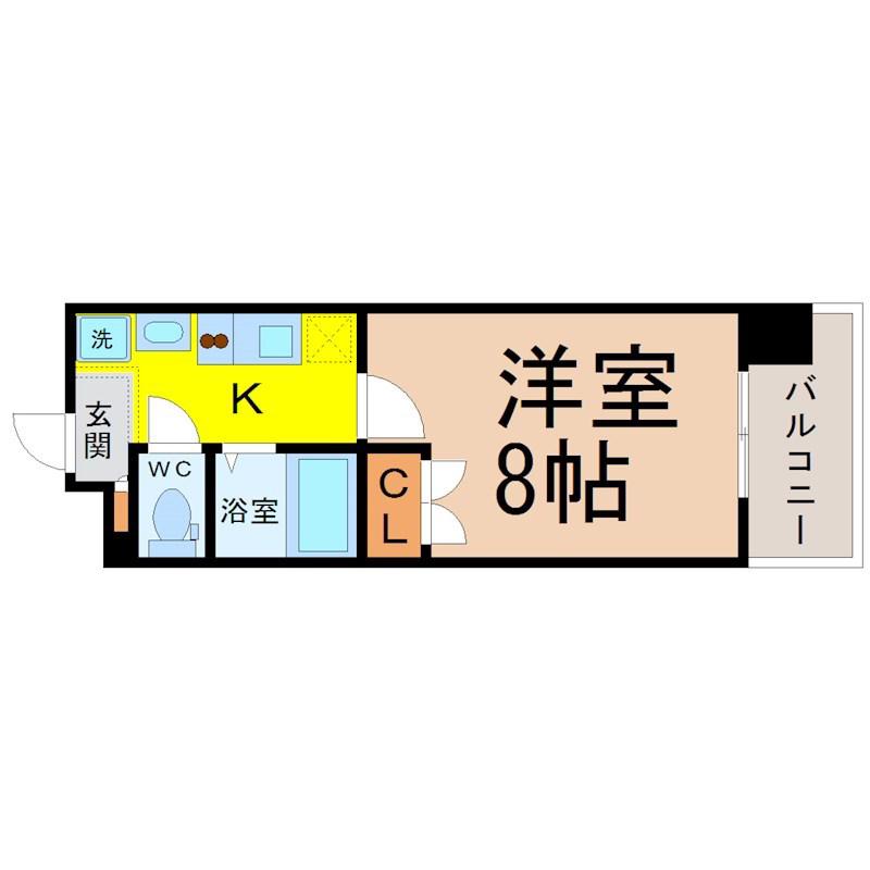 パルティール上前津(1K/9階)の間取り写真