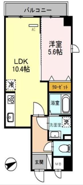 ソラシエスタ(1LDK/6階)の間取り写真