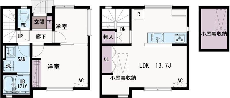 YAYOI TERRACE(2LDK/1階)の間取り写真