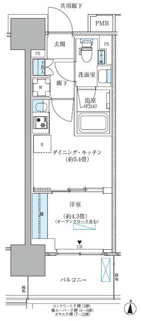 パークアクシス西大島コンフォートスクエア(1DK/11階)の間取り写真