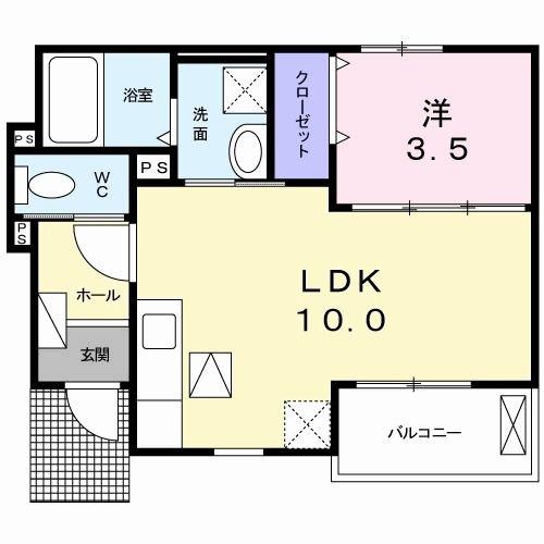 フローレンスN(1LDK/1階)の間取り写真