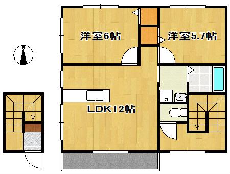 グランルーフメゾン(2LDK/2階)の間取り写真