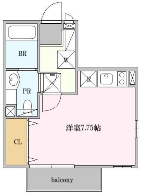 チューダープレイス(ワンルーム/1階)の間取り写真