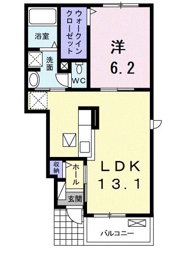 アイアムア B(1LDK/1階)の間取り写真