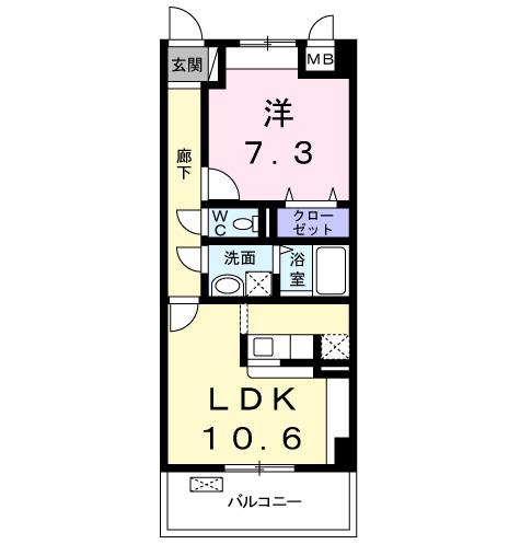 ポラリス参番館(1LDK/4階)の間取り写真