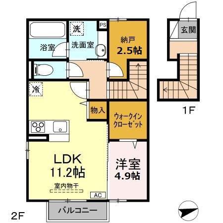 SHERRY(1LDK/2階)の間取り写真