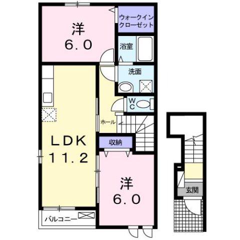 メゾンドK2(2LDK/2階)の間取り写真