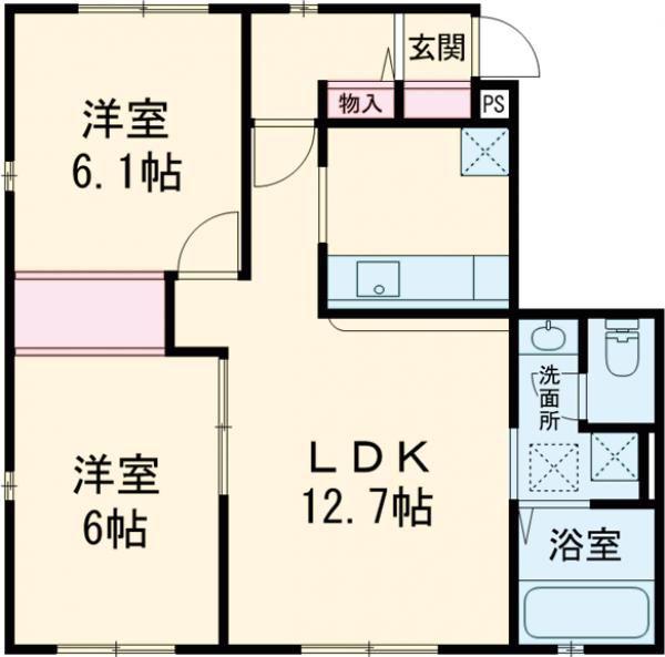 シャガハウスII(2LDK/1階)の間取り写真