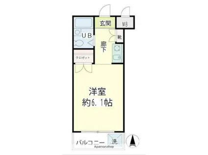 ベルライト能見台(ワンルーム/4階)の間取り写真