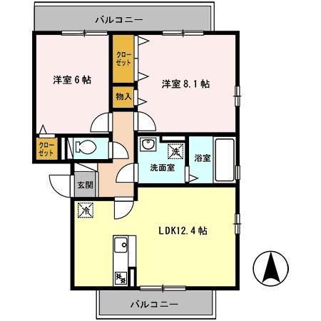 グランドアトリオ神戸西C棟(2LDK/3階)の間取り写真