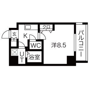 レジデンシア泉I(1K/9階)の間取り写真
