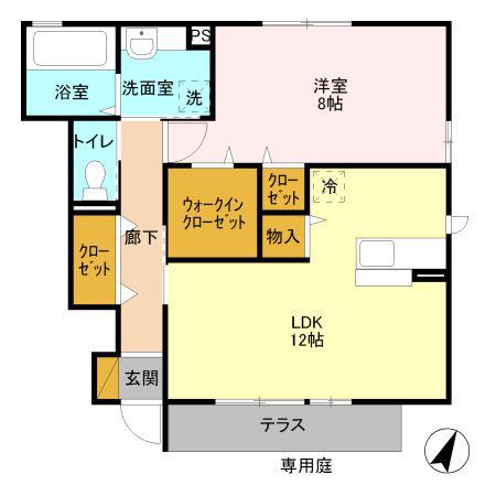 メゾンマルシェA(1LDK/1階)の間取り写真