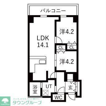 シティコート目黒4号棟 4(2LDK/12階)の間取り写真