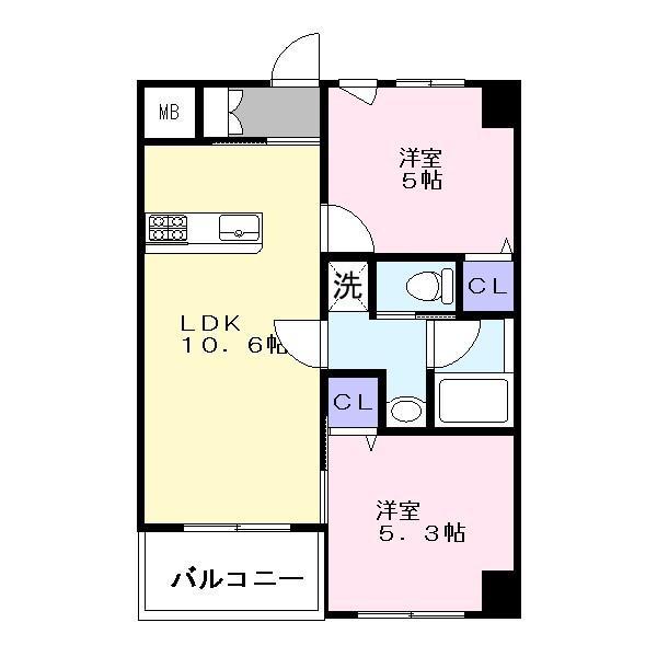 ケープラス(2LDK/4階)の間取り写真