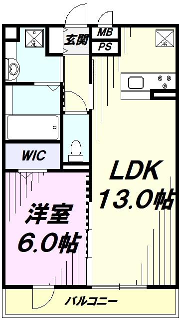 セジュール玉川(1LDK/2階)の間取り写真