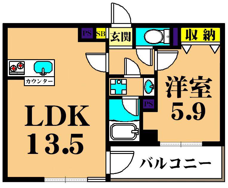 アミーゴ南馬込(1LDK/2階)の間取り写真