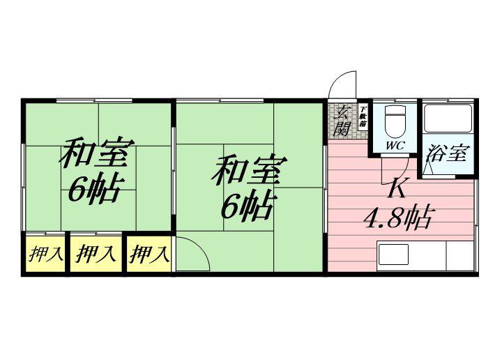 鈴木荘(2DK/2階)の間取り写真