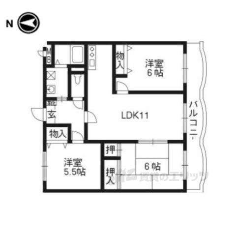ケイズガーデン鍛冶塚(3LDK/2階)の間取り写真