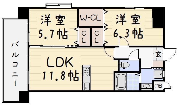 リオ・グランデ(2LDK/3階)の間取り写真