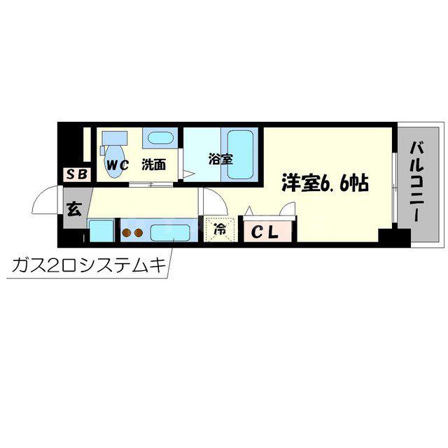 アーデンタワー本町イースト(1K/13階)の間取り写真