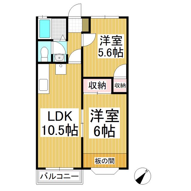 シャトーシャンボール(2LDK/1階)の間取り写真