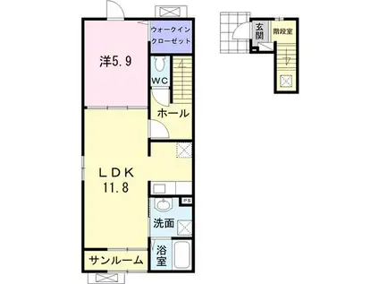スマイル ミライ(1LDK/2階)の間取り写真