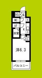 ファステート東大阪アダマス(1K/14階)の間取り写真