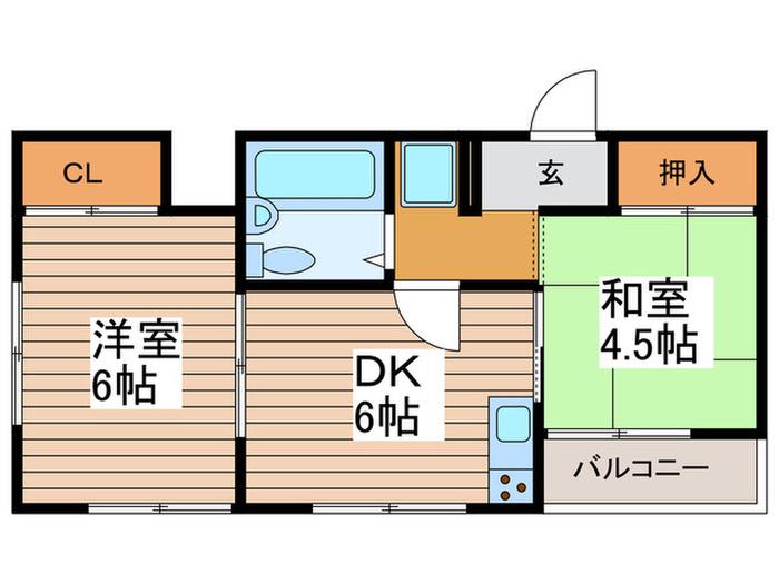 ヴィラ浦和(2DK/3階)の間取り写真