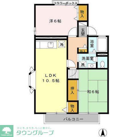 ドミールK B(2LDK/1階)の間取り写真