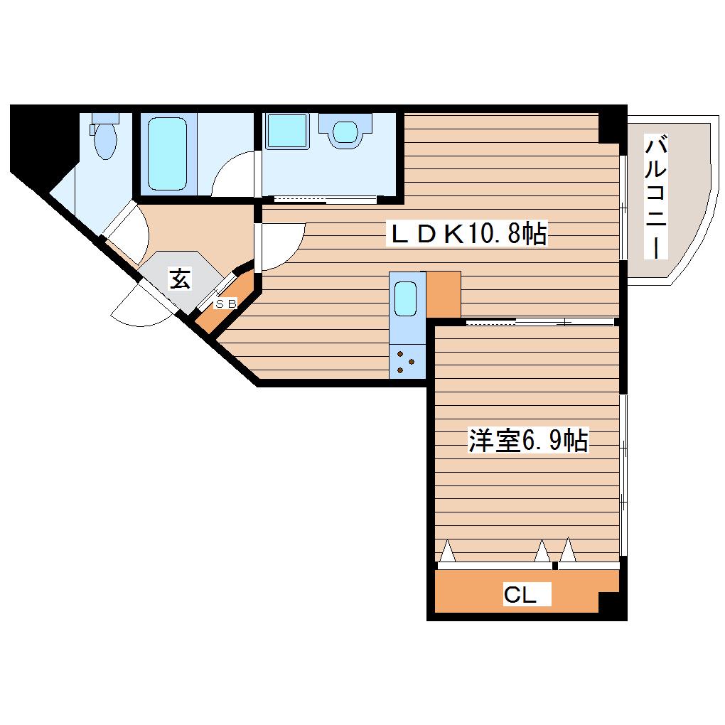 グラツィ(1LDK/3階)の間取り写真